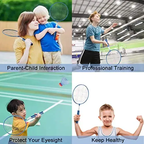 Badminton Rackets for Children,12 in 1 Shuttlecocks Racquet Sports Set w/Lightweight Carrying Bag for Kids Professionals Beginner Players Indoor Outdoor Sport Game - 3