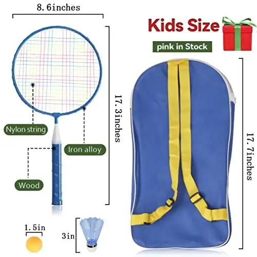 Badminton Rackets for Children,12 in 1 Shuttlecocks Racquet Sports Set w/Lightweight Carrying Bag for Kids Professionals Beginner Players Indoor Outdoor Sport Game - 6