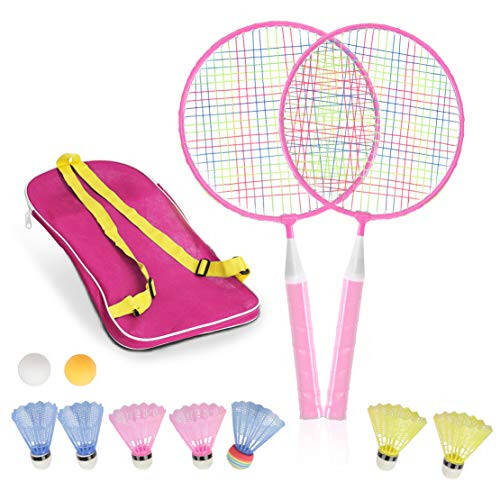 Badminton Rackets for Children,12 in 1 Shuttlecocks Racquet Sports Set w/Lightweight Carrying Bag for Kids Professionals Beginner Players Indoor Outdoor Sport Game - 1
