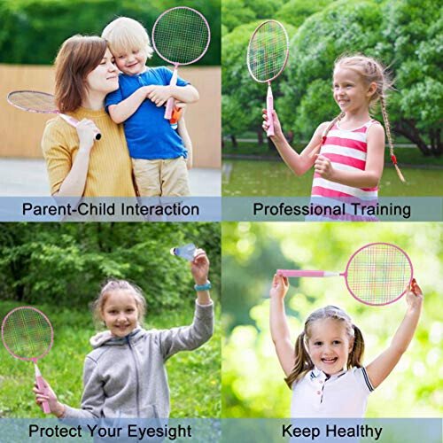 Badminton Rackets for Children,12 in 1 Shuttlecocks Racquet Sports Set w/Lightweight Carrying Bag for Kids Professionals Beginner Players Indoor Outdoor Sport Game - MODAZONE (1)