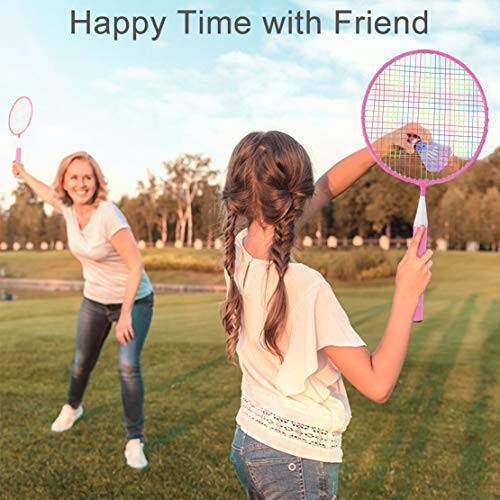 Badminton Rackets for Children,12 in 1 Shuttlecocks Racquet Sports Set w/Lightweight Carrying Bag for Kids Professionals Beginner Players Indoor Outdoor Sport Game - 3