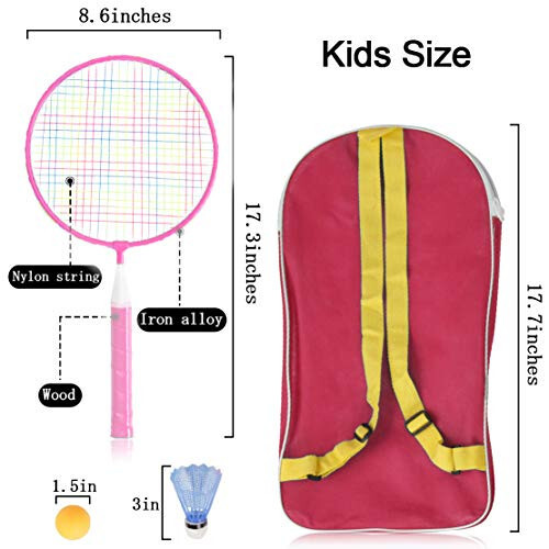 Badminton Rackets for Children,12 in 1 Shuttlecocks Racquet Sports Set w/Lightweight Carrying Bag for Kids Professionals Beginner Players Indoor Outdoor Sport Game - 4