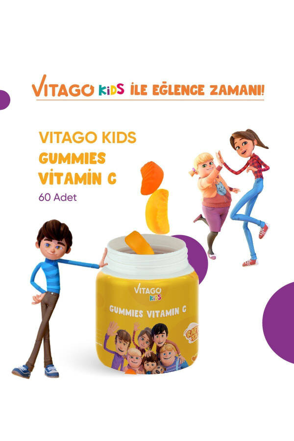 Çocuklar İçin C Vitamini İçeren 60 Adet Çiğnenebilir Gummy Jel - 5