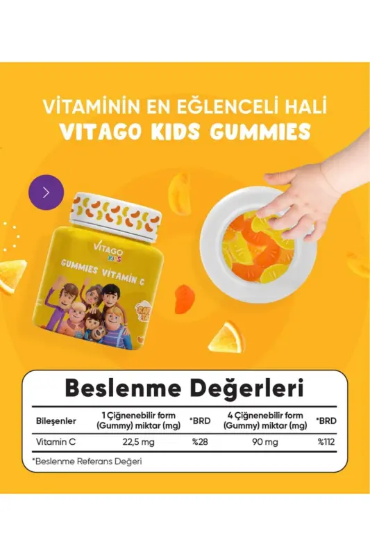 Kids Gummies C Vitamini Içeren 60 Adet Çiğnenebilir Gummy Jel - 3