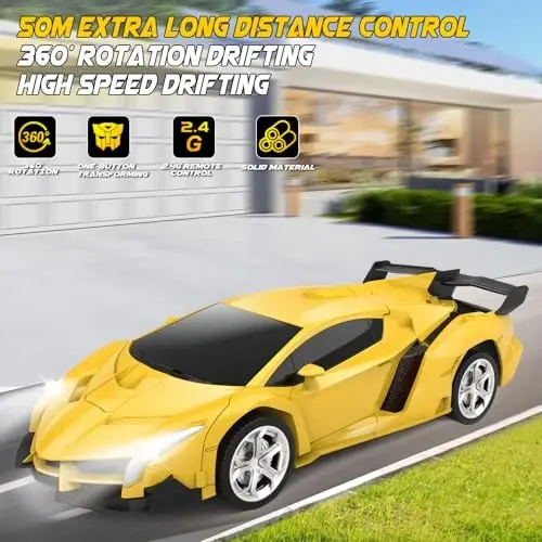 Britik Transform Remote Control Car Toy for Kids 4 5 6 7 8, Remote Control Car for Boys 4-7, Transform Cars for Boys 4-6, Toy Car 5 Year Old Boy, Toys for 3 4 5 6 7 8 9 10 11 12 Years Old Boy 