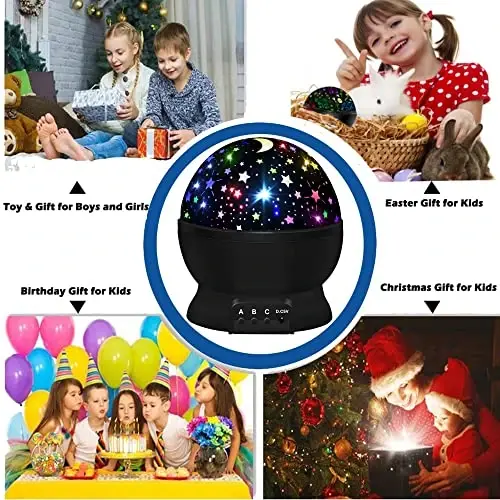 Night Light for Kids,Boys Toys for 3 4 5 6 7 8 Year Old Boys,Star Projector 360 Degree Rotation - 4 LED Bulbs 16 Light Color Changing with USB Cable,Lamp Ceiling Lights for Kids Bedroom - 4