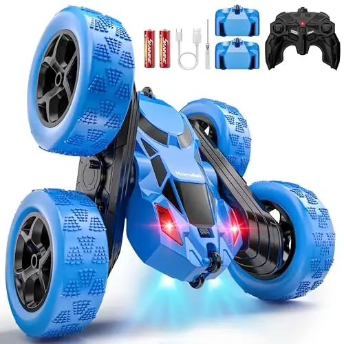 Hamdol Remote Control Stunt Car for Kids, 360° Spinning Double-Sided RC Toy with Headlights, 4WD USB-C Rechargeable Vehicle for Boys Ages 6–12, Educational STEM Toy - HAMDOL (1)