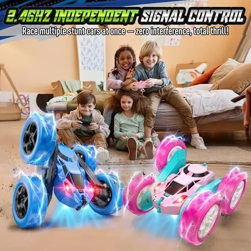Hamdol Remote Control Stunt Car for Kids, 360° Spinning Double-Sided RC Toy with Headlights, 4WD USB-C Rechargeable Vehicle for Boys Ages 6–12, Educational STEM Toy - 3