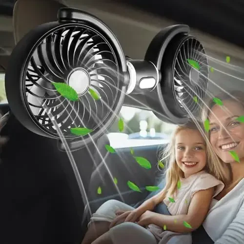 HUENLYEL Backseat Car Fan for Kids, Adjustable Car Backseat Fan for Kids Car Back Seat (No Battery) - HUENLYEL