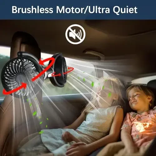 HUENLYEL Backseat Car Fan for Kids, Adjustable Car Backseat Fan for Kids Car Back Seat (No Battery) - 3