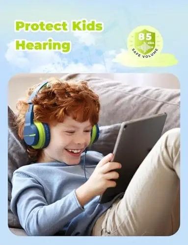 iClever USB C Headphones for Kids, Over-Ear for Boys Girls, Safe Volume 85dBA, Foldable Wired Kids Headphones for iPad, HS19S - 1