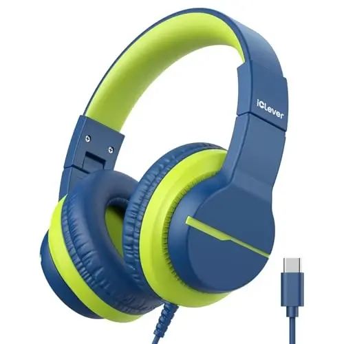 iClever USB C Headphones for Kids, Over-Ear for Boys Girls, Safe Volume 85dBA, Foldable Wired Kids Headphones for iPad, HS19S - 2