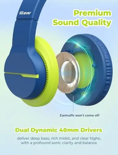 iClever USB C Headphones for Kids, Over-Ear for Boys Girls, Safe Volume 85dBA, Foldable Wired Kids Headphones for iPad, HS19S - 3