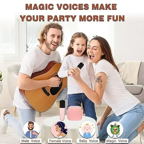 IROO Mini Karaoke Machine for Kids, 2025 Top Christmas Birthday Gifts for 3, 4, 5, 6, 7, 8, 9, 10, 12 +Years Old Girls Grandkids,Party Portable Bluetooth Speaker with 2 Wireless Microphones (P-ink) - 6