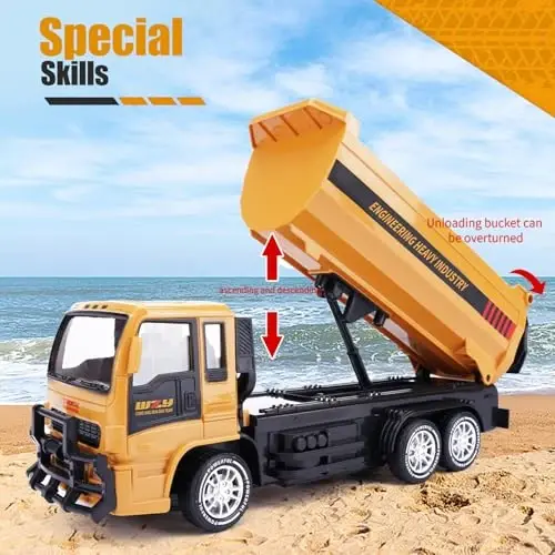 Jiakora Remote Control Dump Truck for Kids, 2.4GHz RC Construction Vehicle with LED Lights, 45° Dumping Function, 2 Rechargeable Batteries, Toy Truck for Boys Girls 3 4 5 6 7 8 Years Old - 5