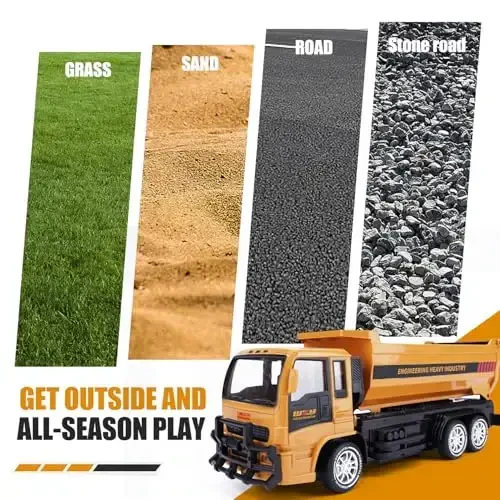 Jiakora Remote Control Dump Truck for Kids, 2.4GHz RC Construction Vehicle with LED Lights, 45° Dumping Function, 2 Rechargeable Batteries, Toy Truck for Boys Girls 3 4 5 6 7 8 Years Old - 7