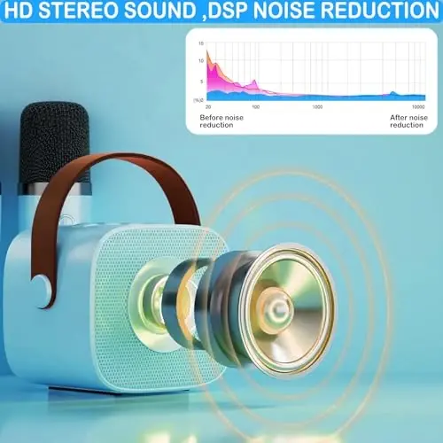 Karaoke Machine for Kids, Mini Karaoke Machine for Kids Adults, Portable Bluetooth Speaker with 1 Wireless Microphones, Christmas Birthday Toys Birthday Gifts for Girls 4, 5, 6, 7, 8+ Years Old Kid - 3