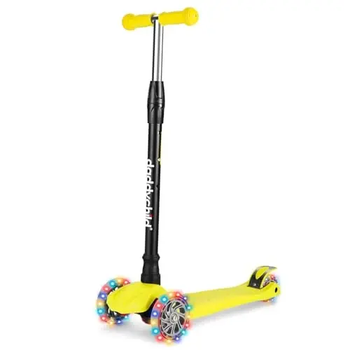 Kids Kick Scooter, 3 Wheeled Scooter for Kids, Child/Toddlers Toy, Adjustable Height, Anti-Slip Deck, Flashing Wheel Lights, for Boys/Girls 3-12 Year Old - 1