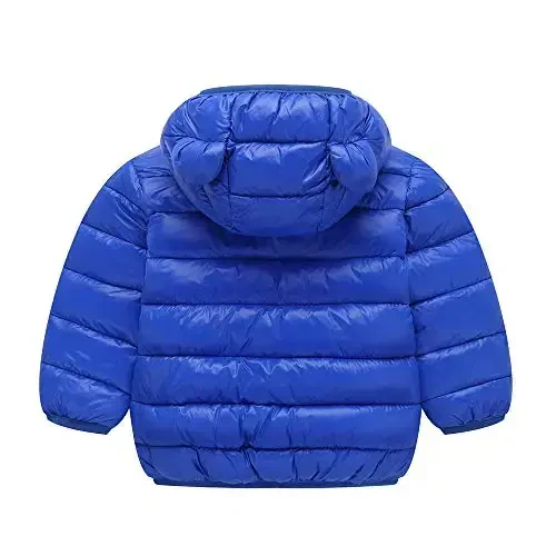 Winter Down Coats for Kids Baby Boys Girls Light Puffer Padded Jacket Bear Hoods Infant Outerwear - 2