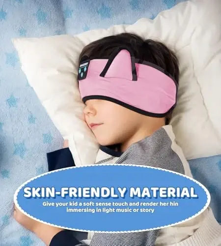 KIDSBAND Kids Headphones, Cozy Bluetooth Headphones for Kids with Wired Playback 3.5 MM Jack for School,Foldable Cat Ear Headset for Girls Boys Children,Kindle Tablet Cellphones Airplane Travel - 3