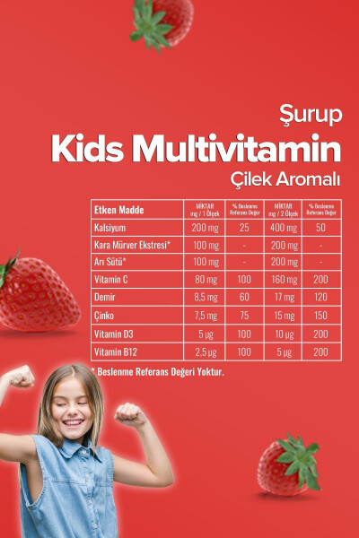 Çocuklar İçin Multivitamin Şurubu Çilekli 150 Ml - 1