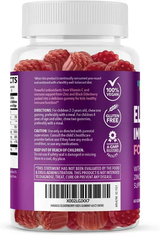 Elderberry Gummies for Kids, Immune System Supplement, Havasu Nutrition, 60ct - 3