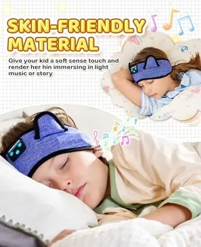 KIDSBAND Kids Headphones, Bluetooth Headphones for Kids with Adjustable Headband, 3.5 MM Jack for School, Foldable On-Ear Headset for Girls Boys Children, Kindle Tablet Cellphones Airplane Travel - KIDSBAND (1)