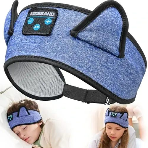 KIDSBAND Kids Headphones, Bluetooth Headphones for Kids with Adjustable Headband, 3.5 MM Jack for School, Foldable On-Ear Headset for Girls Boys Children, Kindle Tablet Cellphones Airplane Travel 