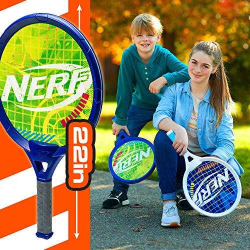 Çocuklar İçin NERF Köpük Tenis Seti - 2 Oyunculu Çocuk Tenis Seti - Jumbo Raketler ve Köpük Tenis Topu - Kapalı Alan Tenis Seti - (2) Raket ve Köpük Top Dahil - 2