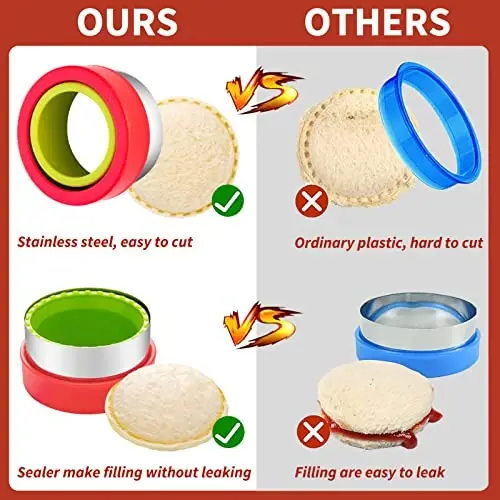 Sandwich Cutter for Kids 48 Pcs, Kimfead Cookie Cutters, Fruit Vegetable Cutter Shapes, Food Picks for Bento Box, Mouse Dinosaur Star Square Heart Shape - 5