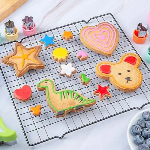 Sandwich Cutters for Kids Lunch 12 Pcs, Kimfead Cookie Cutters Set, Vegetable Fruit Cutters Shapes, Stainless Steel Biscuit Cutters, Dinosaur Mouse Heart Star - KIMFEAD (1)