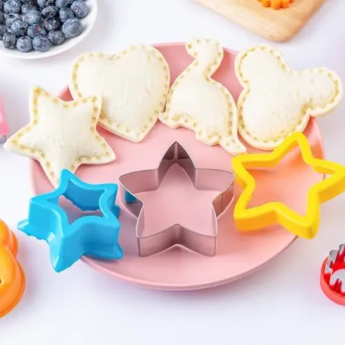 Sandwich Cutters for Kids Lunch LARGE 6 Pcs, Kimfead Sandwich Maker, Cookie Cutters Set, Dinosaur Mouse Heart Star Bear - 4