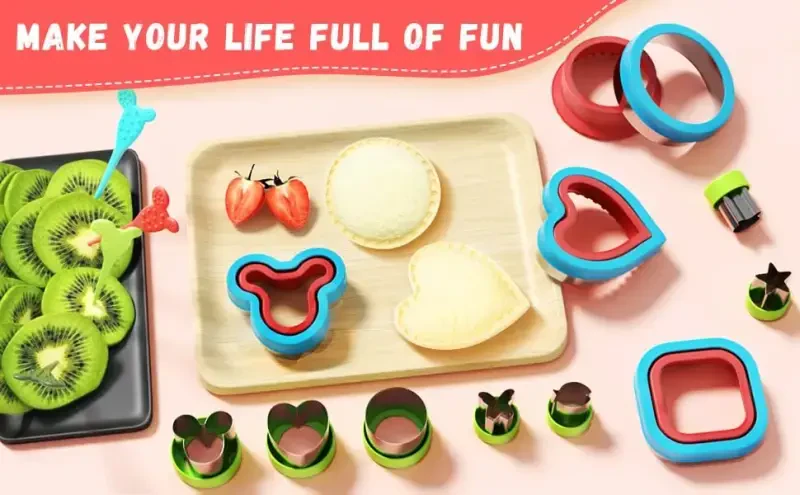 Sandwich Cutters for Kids Lunch,Sandwich Cutter and Sealer,Sandwich Cutter Set,Kids Lunch Accessories-Vegetable Fruit Cutter Set,Micky Mouse,Dinosaur,Star,Gingerbread Man Shapes - 3