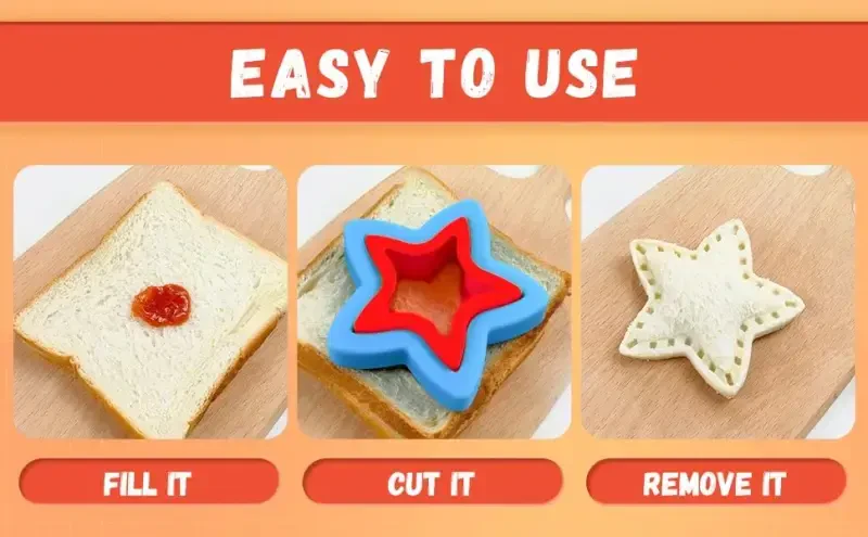 Sandwich Cutters for Kids Lunch,Sandwich Cutter and Sealer,Sandwich Cutter Set,Kids Lunch Accessories-Vegetable Fruit Cutter Set,Micky Mouse,Dinosaur,Star,Gingerbread Man Shapes - 6