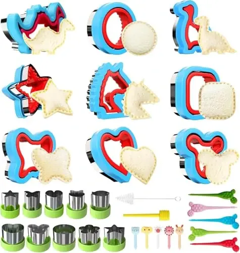 Sandwich Cutters for Kids Lunch,Sandwich Cutter and Sealer,Sandwich Cutter Set,Kids Lunch Accessories-Vegetable Fruit Cutter Set,Micky Mouse,Dinosaur,Star,Gingerbread Man Shapes - 1