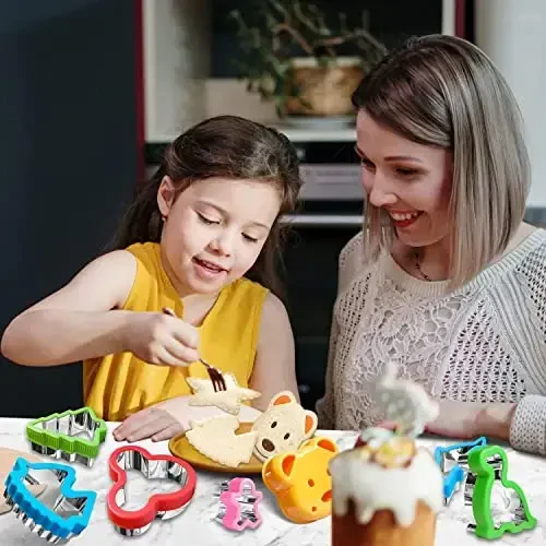 Sandwich Cutters for Kids Lunch,Sandwich Cutter and Sealer,Sandwich Cutter Set,Kids Lunch Accessories-Vegetable Fruit Cutter Set,Micky Mouse,Dinosaur,Star,Gingerbread Man Shapes(45PCS) - 2