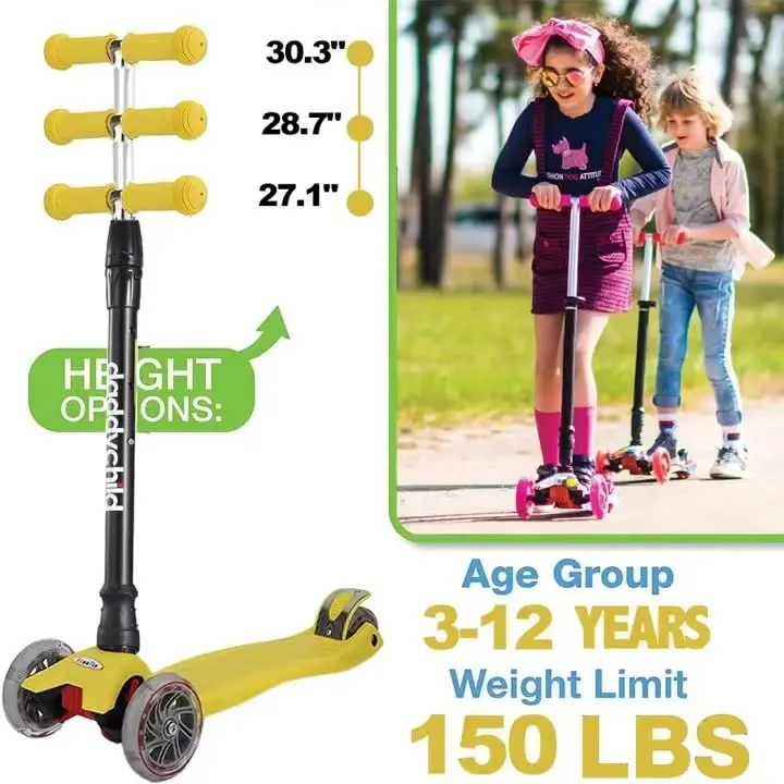 Scooters for Kids 3 Wheel Kick Scooter for Toddlers Girls & Boys, 4 Adjustable Height, Lean to Steer, Extra-Wide Deck, Light Up Wheels for Children from 3 to 14 Years Old - 2