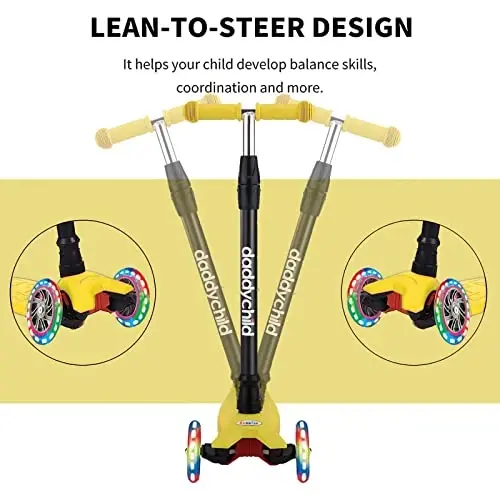 Scooters for Kids 3 Wheel Kick Scooter for Toddlers Girls & Boys, 4 Adjustable Height, Lean to Steer, Extra-Wide Deck, Light Up Wheels for Children from 3 to 14 Years Old - 5