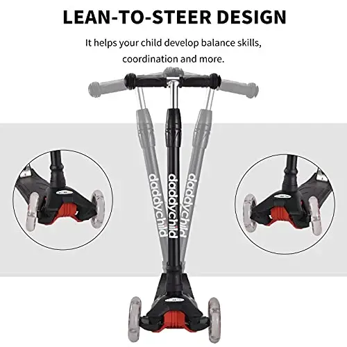Scooters for Kids 3 Wheel Kick Scooter for Toddlers Girls & Boys, 4 Adjustable Height, Lean to Steer, Extra-Wide Deck, Light Up Wheels for Children from 3 to 14 Years Old - 3