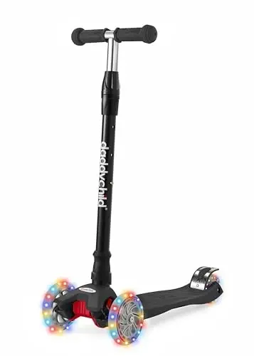 Scooters for Kids 3 Wheel Kick Scooter for Toddlers Girls & Boys, 4 Adjustable Height, Lean to Steer, Extra-Wide Deck, Light Up Wheels for Children from 3 to 14 Years Old 
