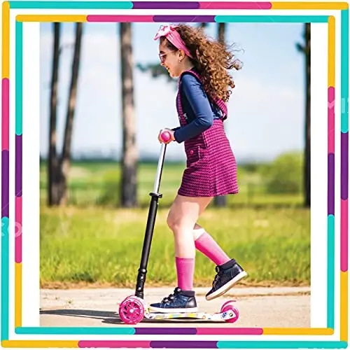 Scooters for Kids 3 Wheel Kick Scooter for Toddlers Girls & Boys, 4 Adjustable Height, Lean to Steer, Extra-Wide Deck, Light Up Wheels for Children from 3 to 14 Years Old - 6