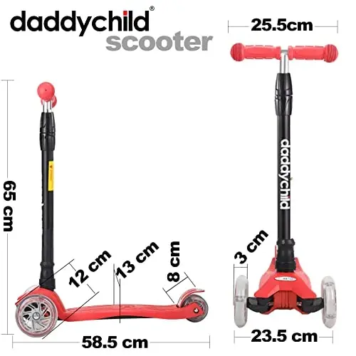 Scooters for Kids 3 Wheel Kick Scooter for Toddlers Girls & Boys, 4 Adjustable Height, Lean to Steer, Extra-Wide Deck, Light Up Wheels for Children from 3 to 14 Years Old - 4