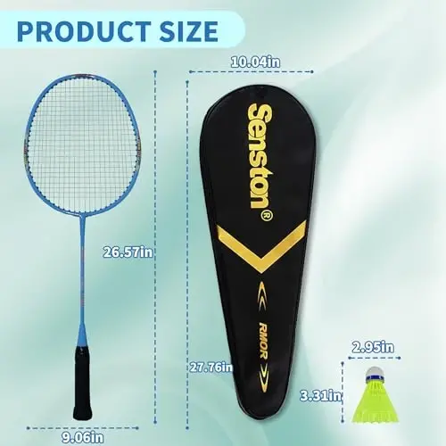 Senston Lightweight Beginner Badminton Set with 2 Rackets, 2 Shuttlecocks, Carry Bag - 3
