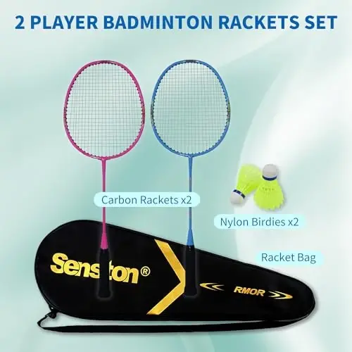 Senston Lightweight Beginner Badminton Set with 2 Rackets, 2 Shuttlecocks, Carry Bag - MODAZONE (1)