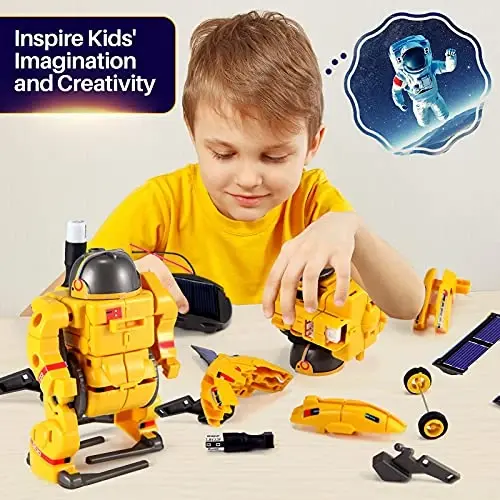 COBFDHA STEM Projects for Kids Age 8-12, Science Kits Boys, Solar Robot Space Toys Gifts 8-14 Year Old Teen Boys Girls, 120Pcs Building Experiments Robots Teenage Ages 9 10 11 12 , Yellow - 5