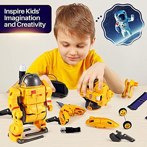 COBFDHA STEM Projects for Kids Age 8-12, Science Kits Boys, Solar Robot Space Toys Gifts 8-14 Year Old Teen Boys Girls, 120Pcs Building Experiments Robots Teenage Ages 9 10 11 12 , Yellow - 5