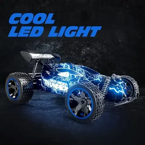 Tecnock RC Cars for Kids, 1: 18 Scale 2WD RC Car with LED Lights, 2.4GHz Remote Control Car with USB-C Easy Charging & 50 Mins Playtime, Toys Gifts for Boys & Girls Ages 8-12 - 3