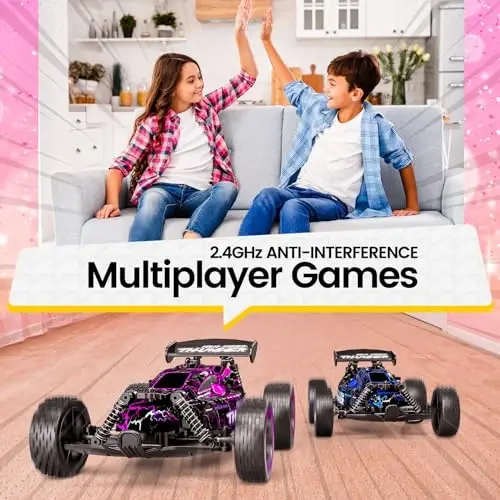 Tecnock RC Cars for Kids, 1: 18 Scale 2WD RC Car with LED Lights, 2.4GHz Remote Control Car with USB-C Easy Charging & 50 Mins Playtime, Toys Gifts for Boys & Girls Ages 8-12 - 3