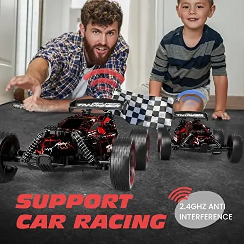 Tecnock RC Cars for Kids, 1: 18 Scale 2WD RC Car with LED Lights, 2.4GHz Remote Control Car with USB-C Easy Charging & 50 Mins Playtime, Toys Gifts for Boys & Girls Ages 8-12 - 5