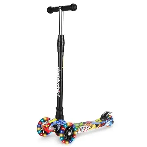 Kids Kick Scooter, 3 Wheeled Scooter for Kids, Child/Toddlers Toy, Adjustable Height, Anti-Slip Deck, Flashing Wheel Lights, for Boys/Girls 3-12 Year Old - 8